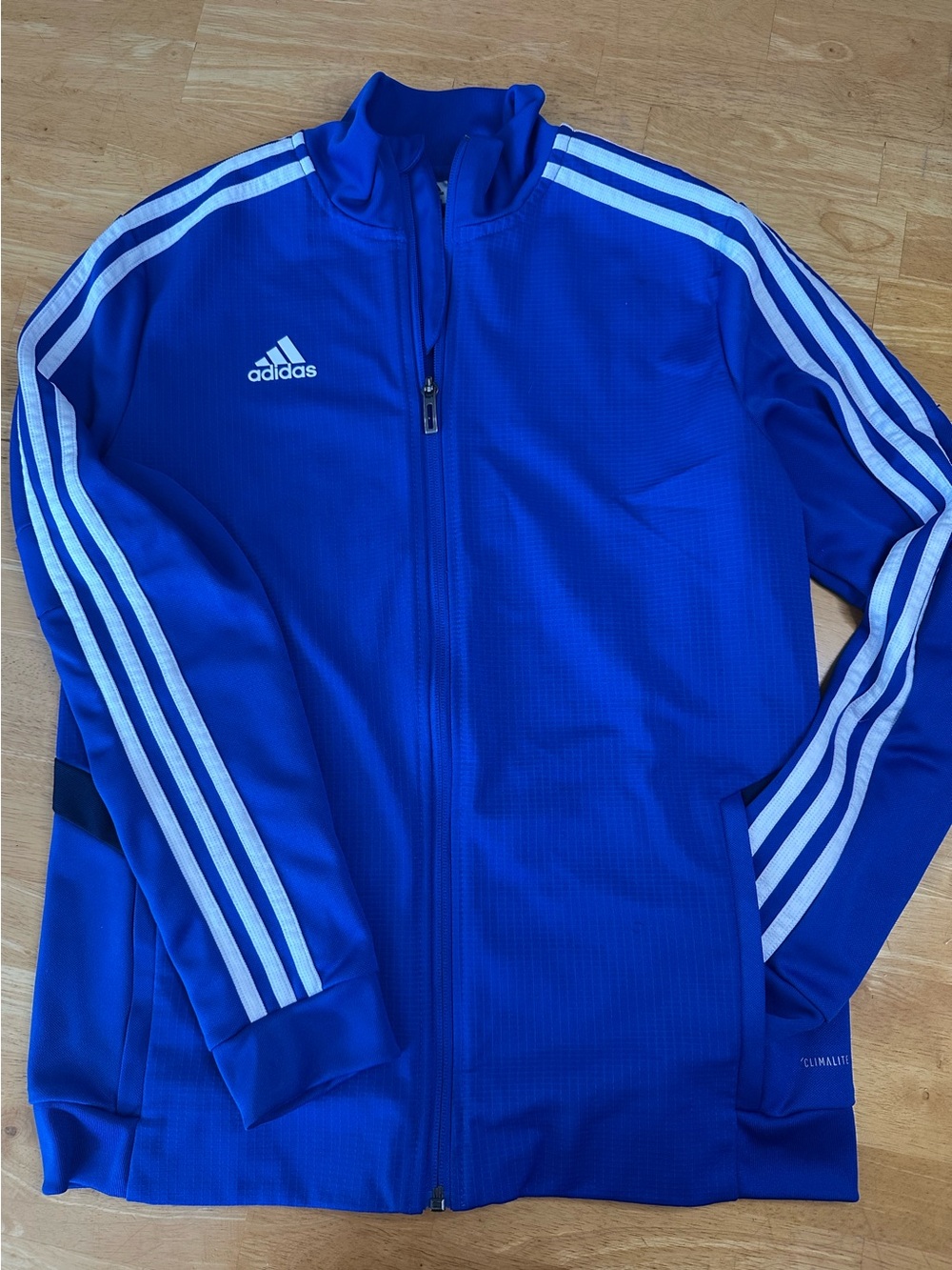 adidas Royal Blue Full-Zip Track Jacket with White Stripes. Size M